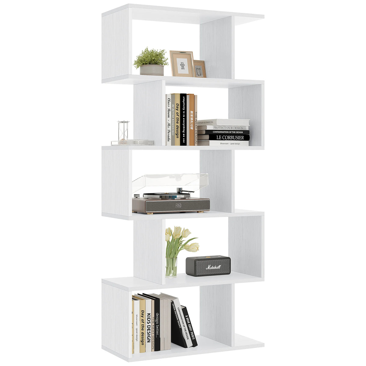 5 Tier S-Shaped Geometric Bookcase