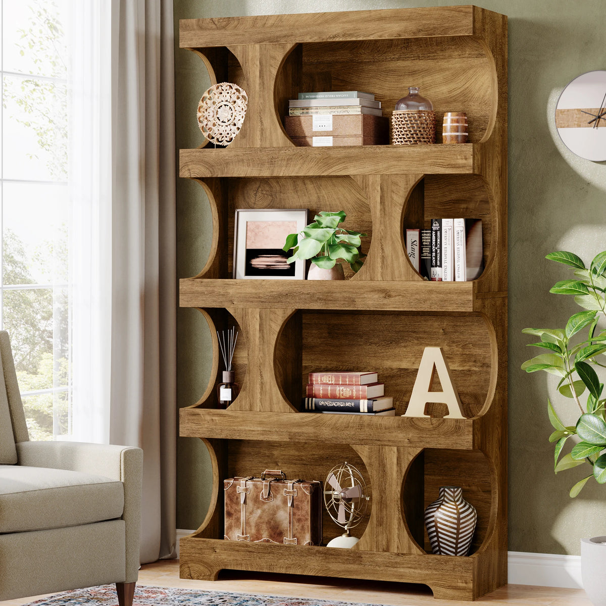 Tribesigns 4-Tier S-Shaped Bookshelf