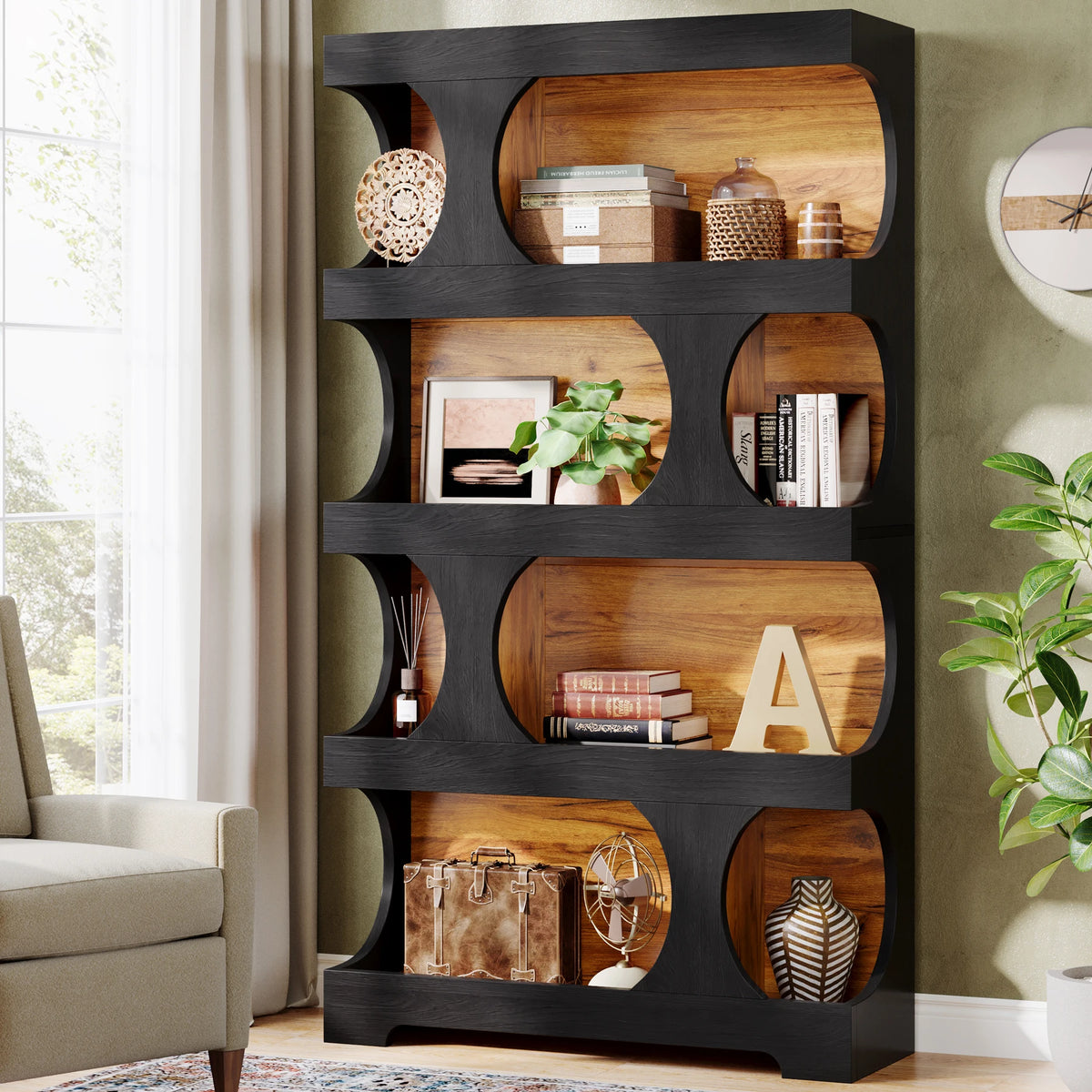 Tribesigns 4-Tier S-Shaped Bookshelf