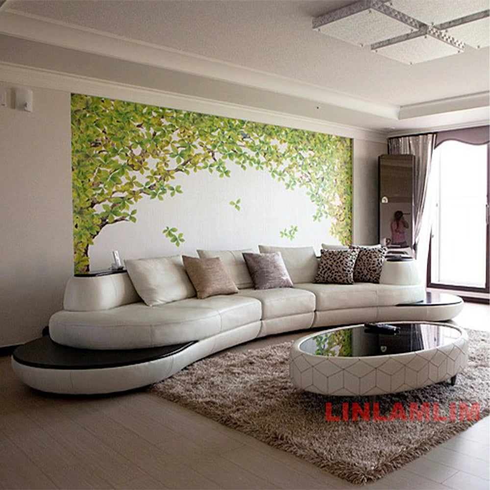 Chic Curved Genuine Leather Sectional