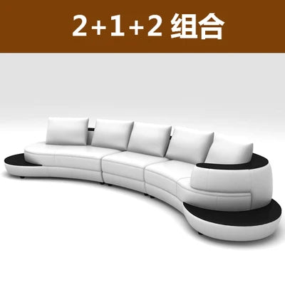 Chic Curved Genuine Leather Sectional