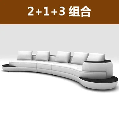 Chic Curved Genuine Leather Sectional