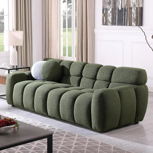 Bouclé Sofa & Cloud Pillow Ensemble