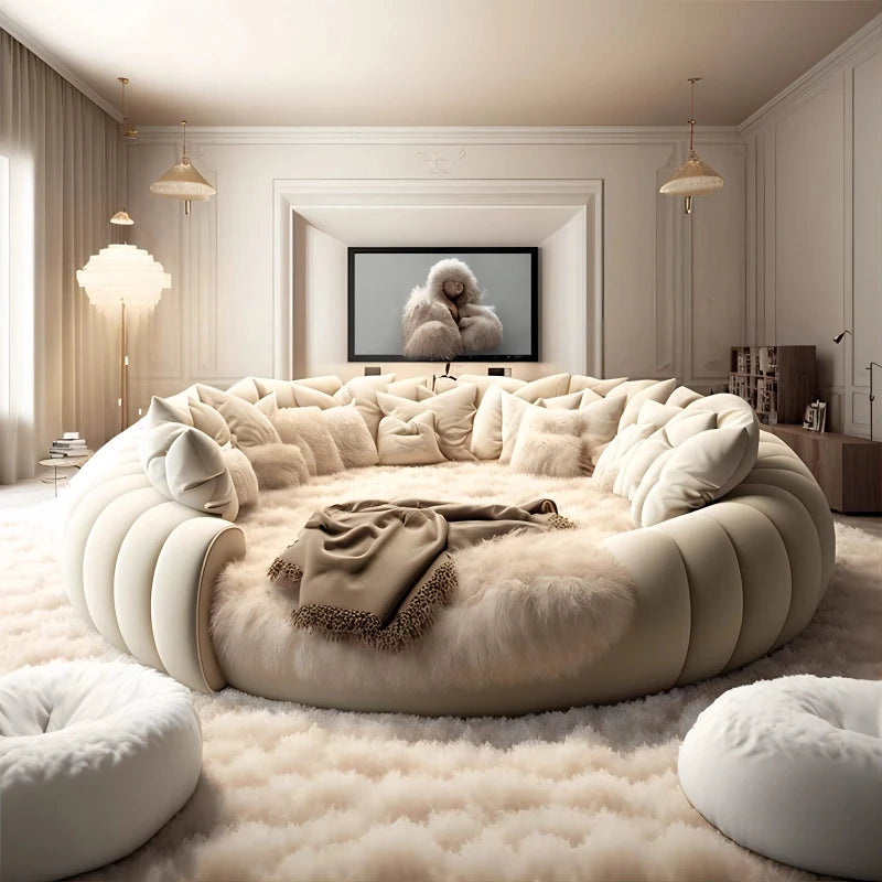 Italian Round Double Loft Matrimonial Bed